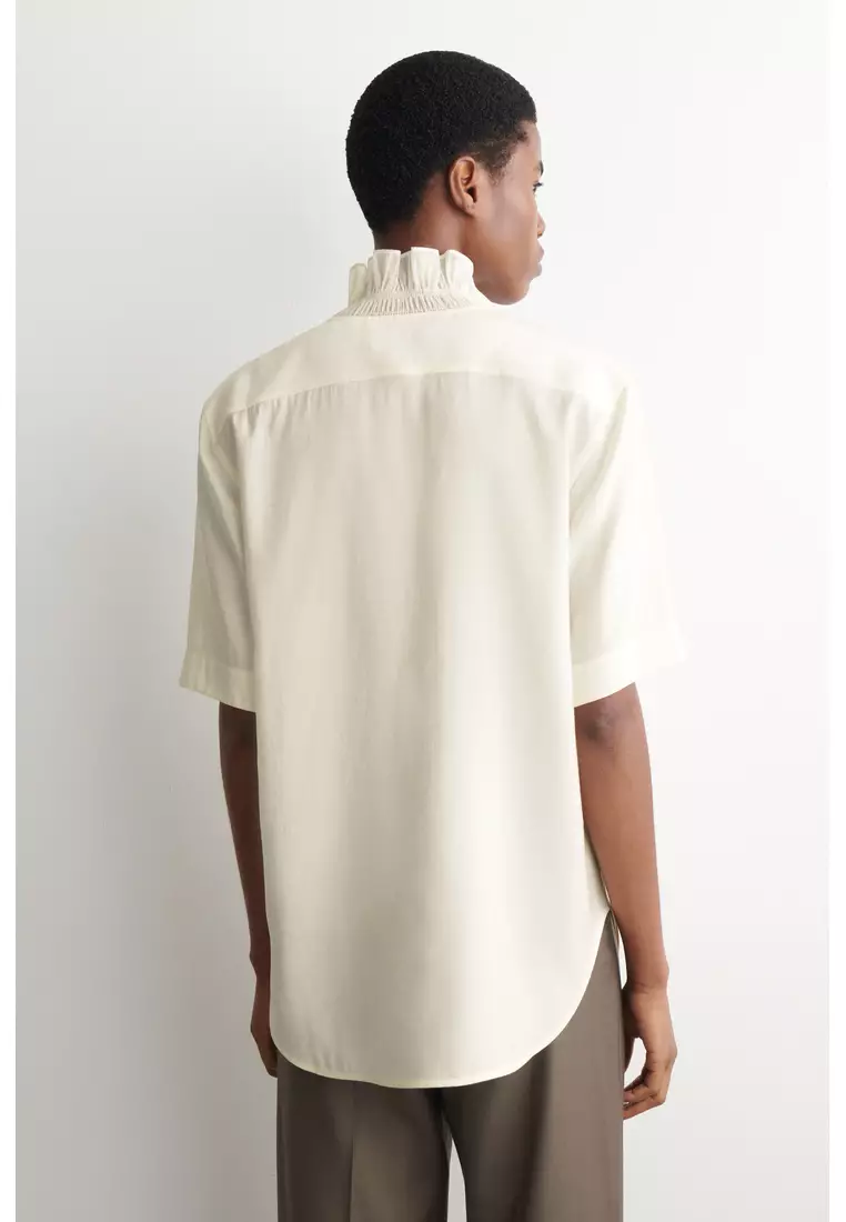 RUFFLE-COLLAR MODAL BLOUSE
