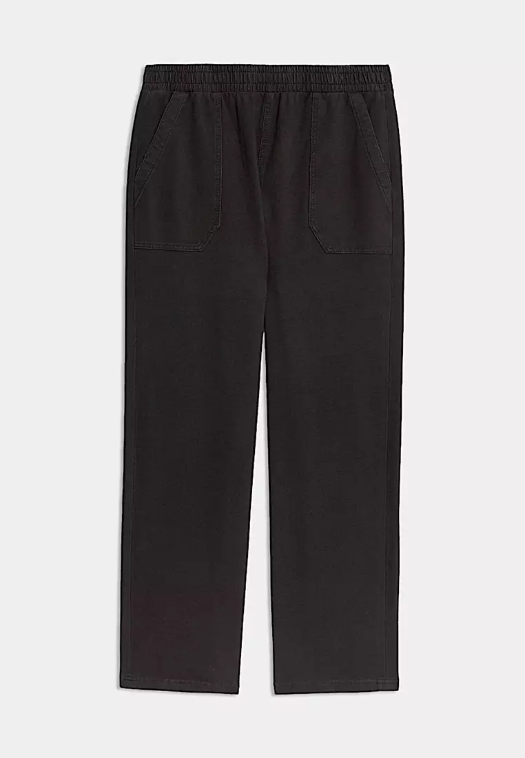Denim Jersey Straight Leg Trousers