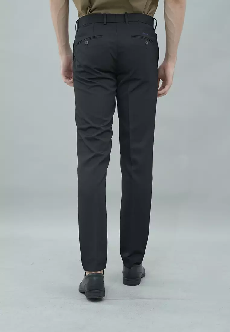 Johnwin - Celana Formal Pria - Harington Pants - Hitam - Polyester - Slim Fit - F.1010.010.162.C