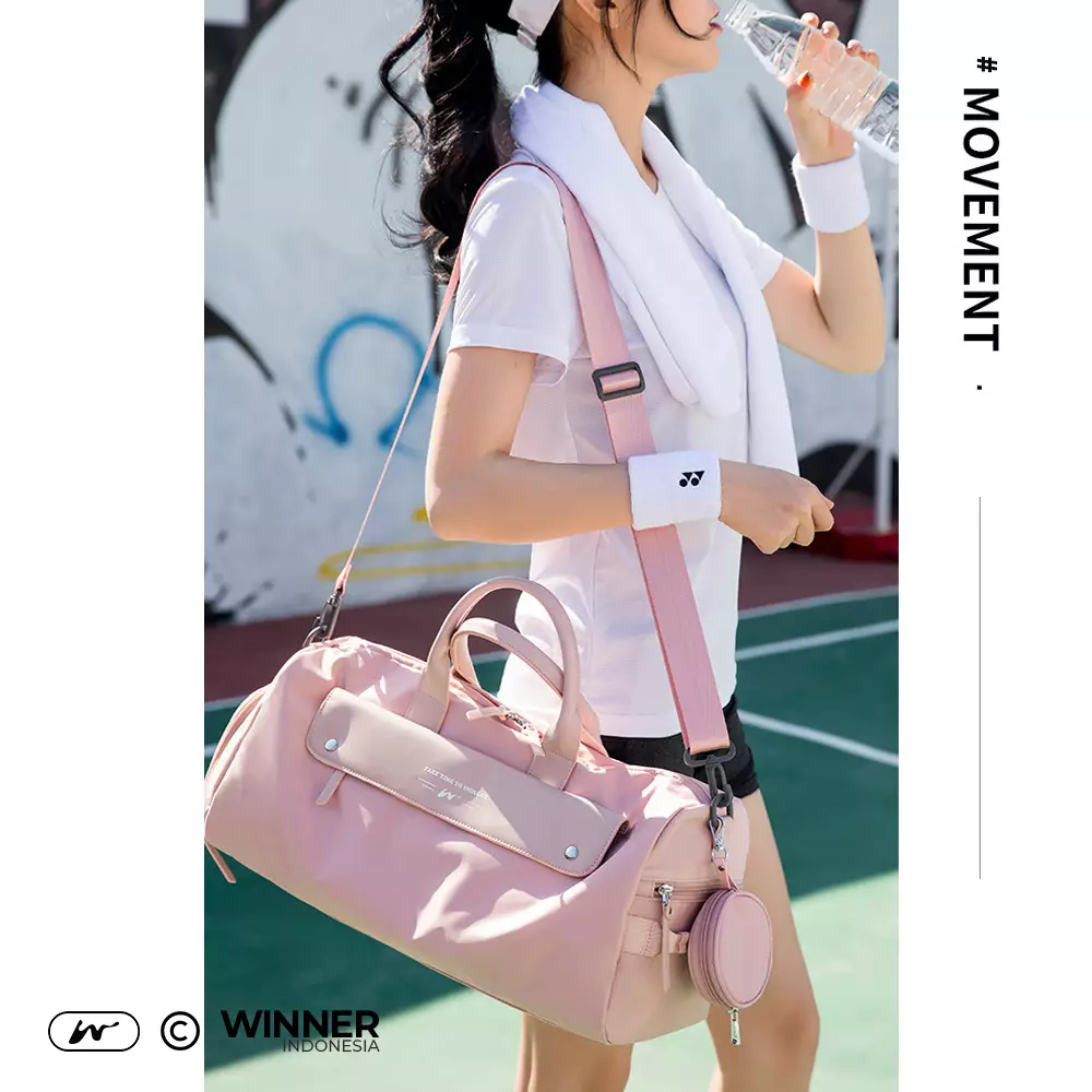 Tas Duffel Fitness Gym Travel Olahraga Oxford Anti-Air Bag (T14-G02) - Hitam-Pink Large