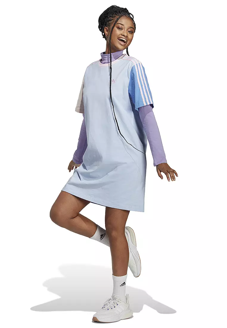 essentials 3 stripes single jersey boyfriend tee dress