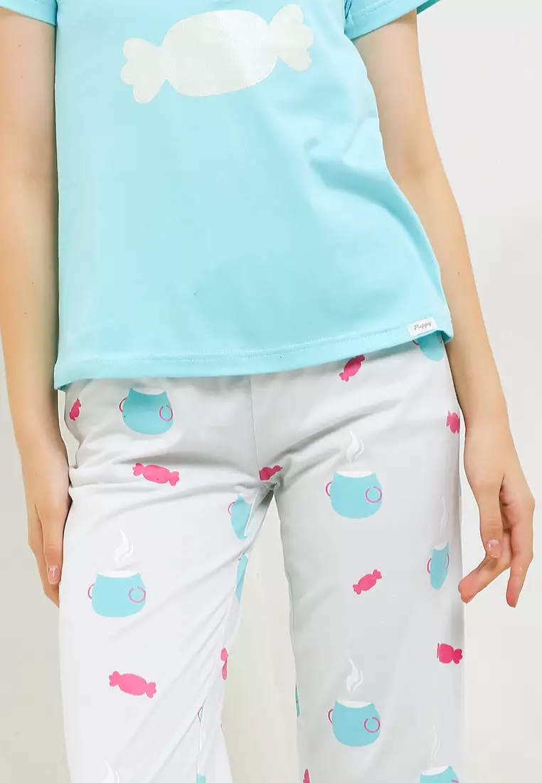 Pyjama Baju Tidur Short Sleeve Long Pants Sleepwear