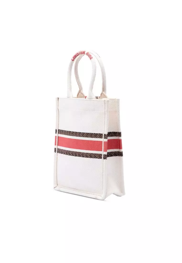 Pre-Loved Dior Embroidered Canvas Fleurs Bibliques Vertical Book Tote