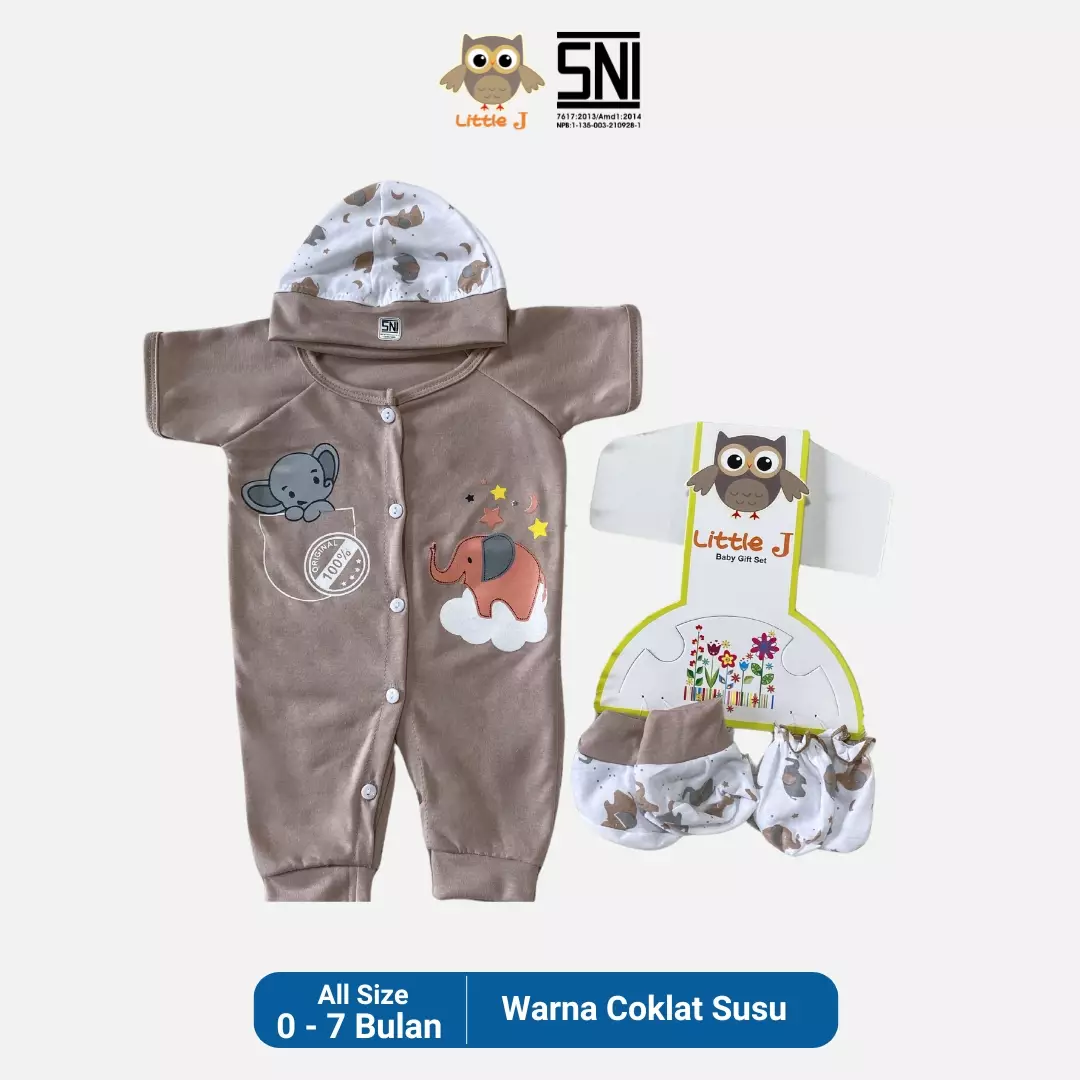 Jual Little J Little J Elephant Cloud Coklat Susu Jumpsuit