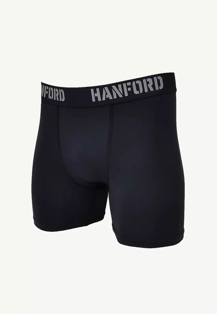 Athletic Men Quick Dry Compression Boxer Shorts Flex02-Jet Black (SinglePack)