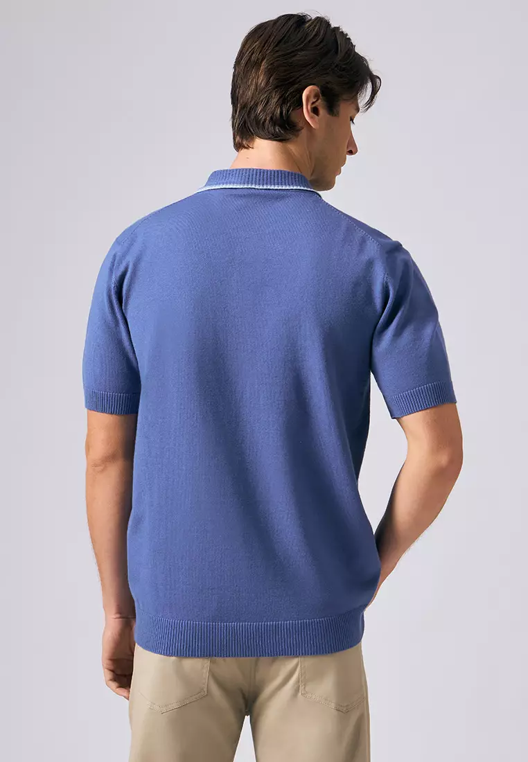 Polo with Textured Collar