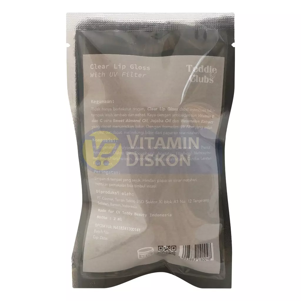 TEDDY CLUBS CLEAR LIP GLOSS WITH UV FILTER 3 ML