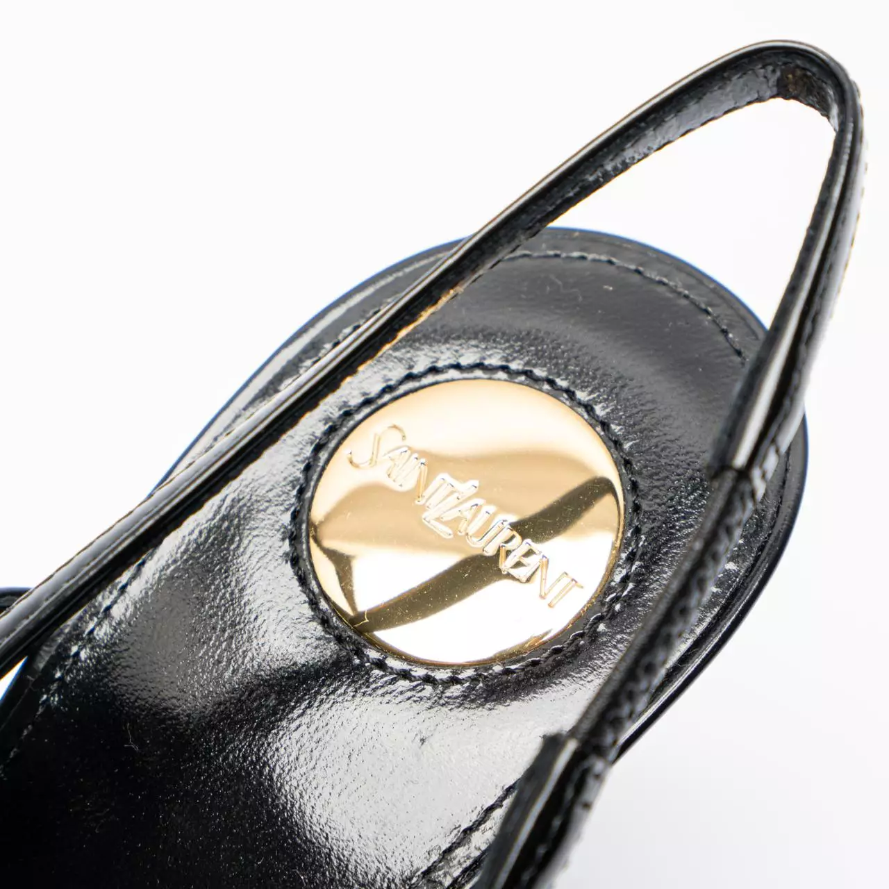 Jeanne Pumps In Glazed Leather Slingback Heels Black