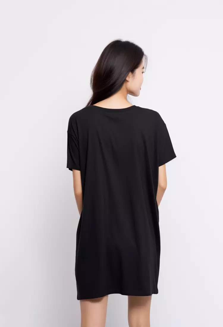 LTB52F Dress Kaos Casual Bold Katakana Vert Hitam