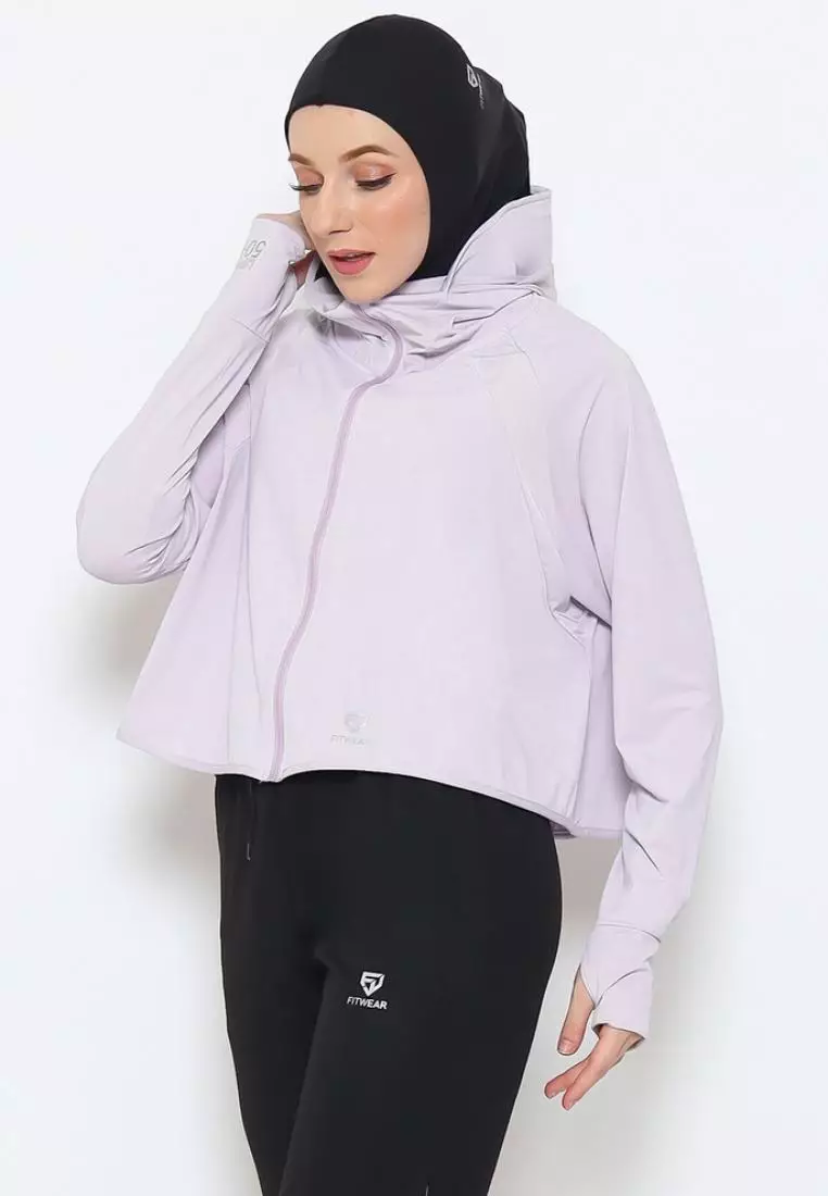 Fitwear - Jaket K-Style Anti UV Olahraga Wanita RIHANNA UPF 50++ CROP - LILAC