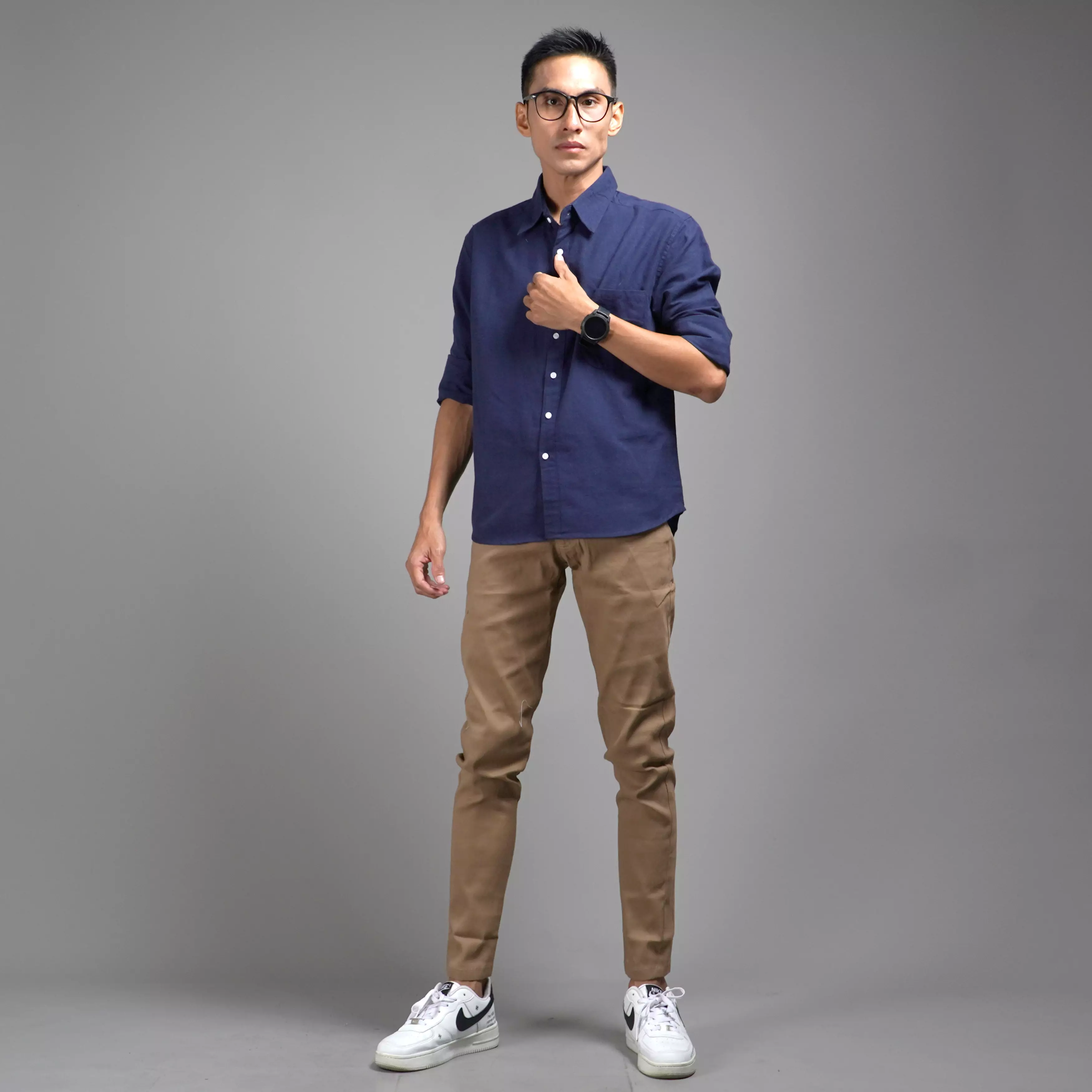  FERNANDO Workshirt Kemeja Polos Kemeja Pria Work Shirt - NAVY