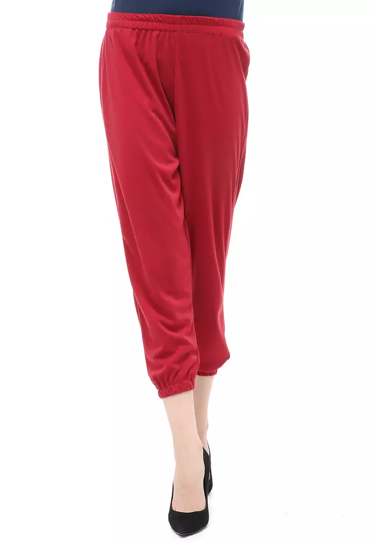 Nabila Legging Karet Muslimah Polos Bawahan Wanita Regular Fit - Maroon