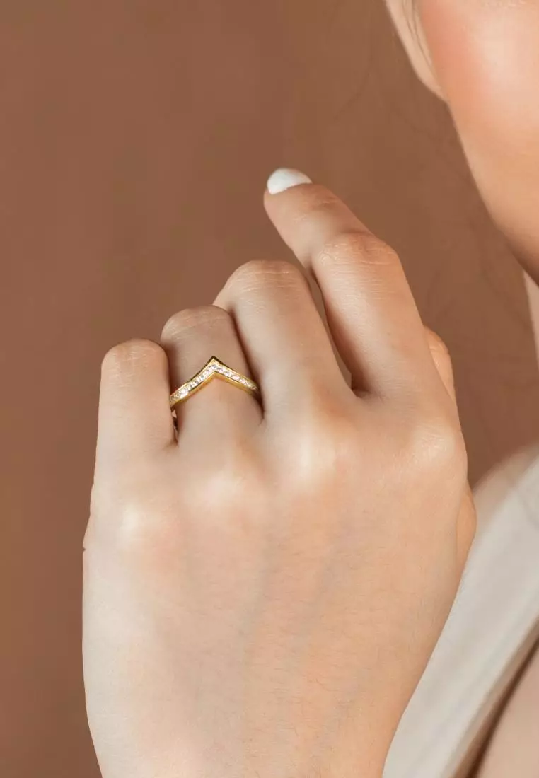Pavé Wishbone Ring 14k Gold