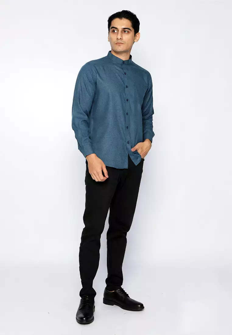 Kemeja Pria Kerah Shanghai Long Sleeve 7732 Deep Blue