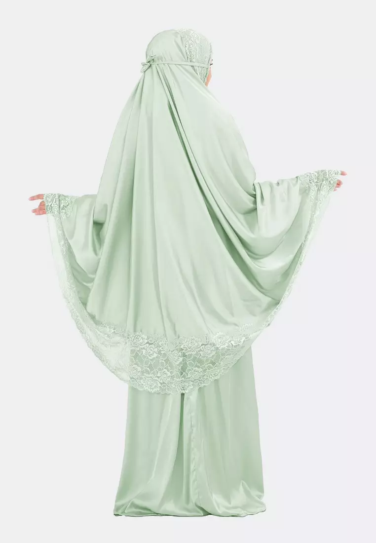 Cotton Bee - Syerin Lace Prayer Set | Mukena Renda | Mukena Dewasa - Mint Scenic