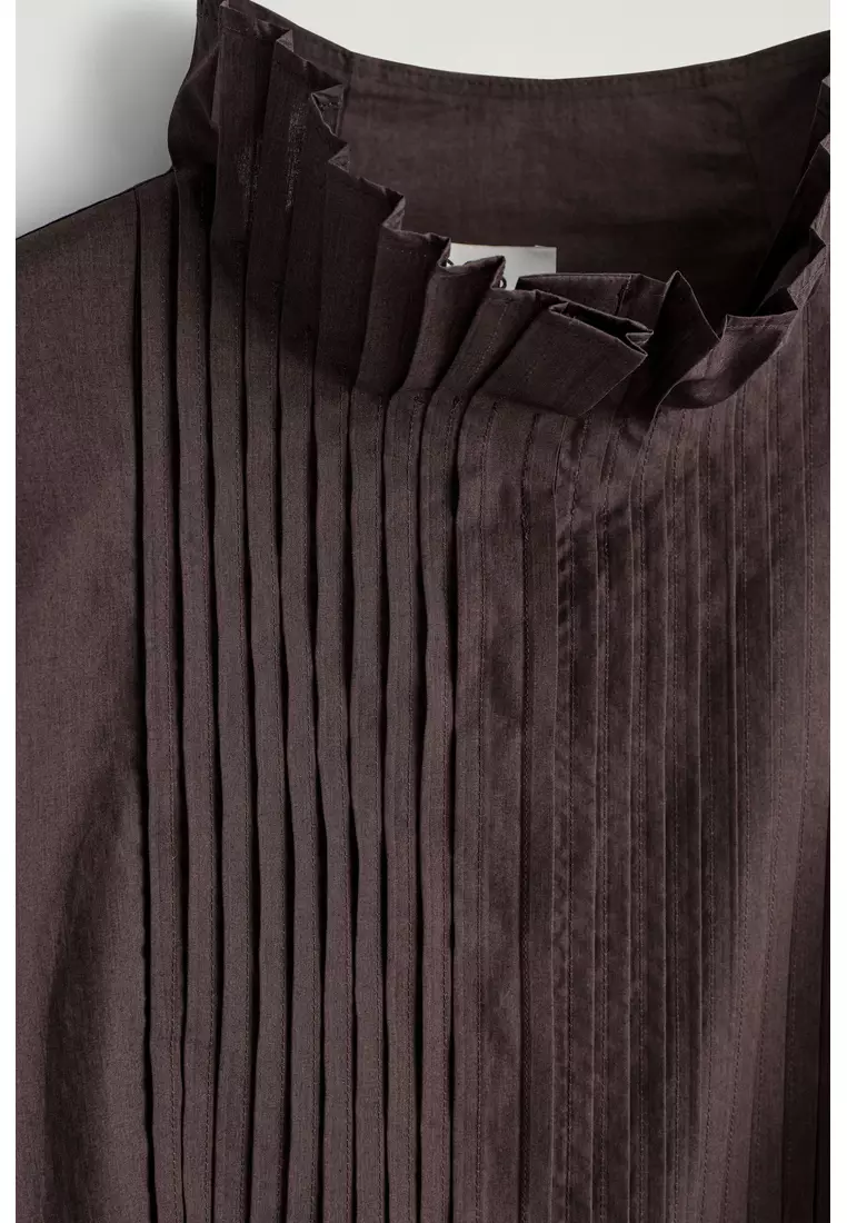 PINTUCKED COTTON BLOUSE