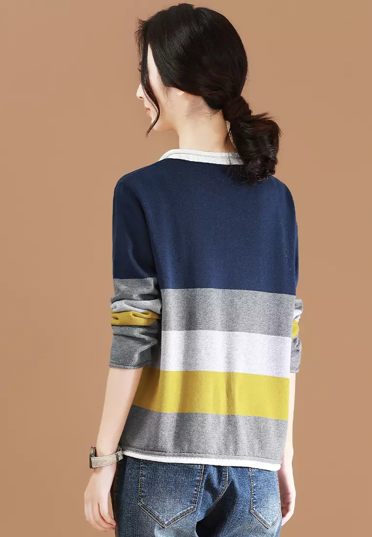 White and yellow striped on sale sweater