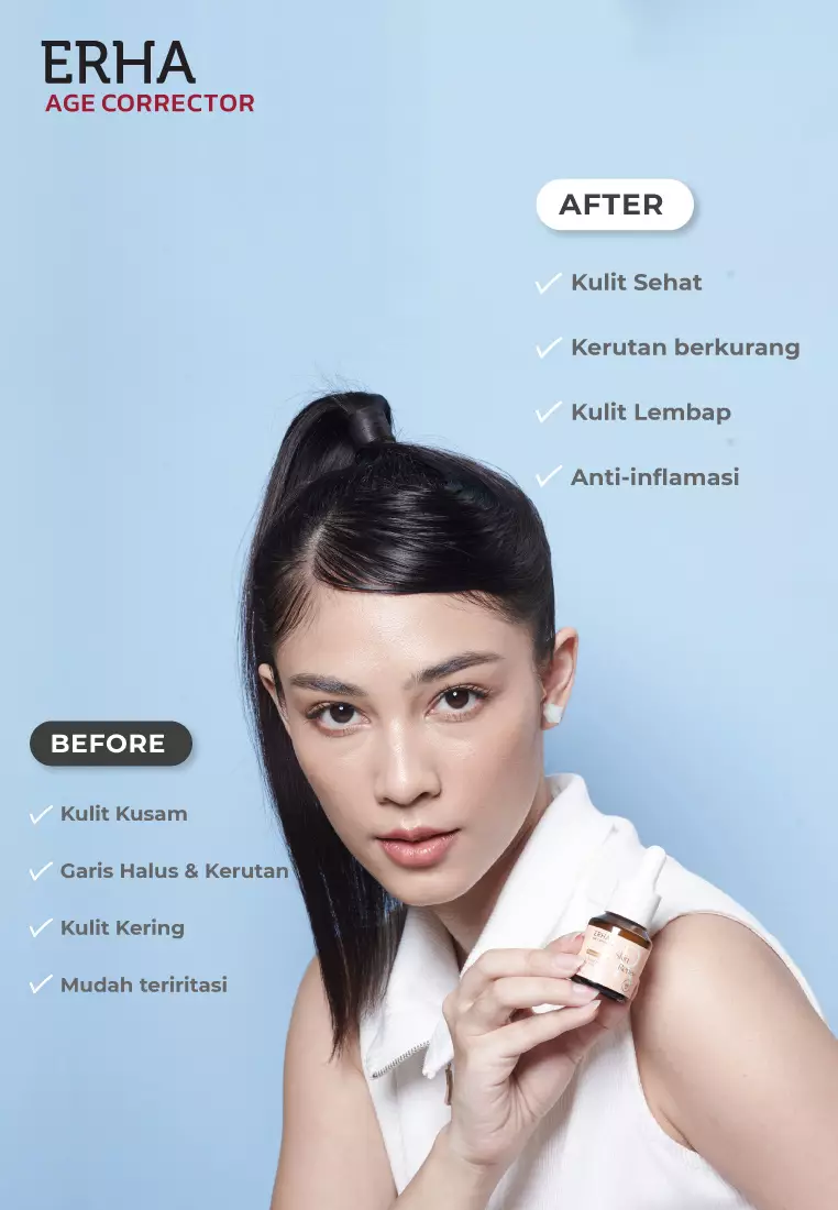Erha Age Corrector Skin Renew Booster 15ml - 1% Bakuchiol & 10% AHA Booster Anti Aging | Alternatif Vegan Retinol | Meregerenasi Meremajakan Kulit | Menyamarkan Tanda Penuaan | Mencerahkan | Kolagen | Gentle untuk Kulit Sensitif