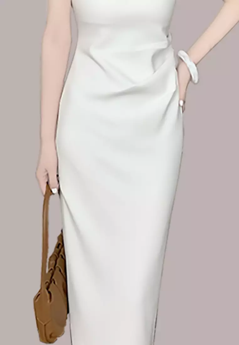 2025 S/S 高級感復古無袖修身連身裙 A23022409W