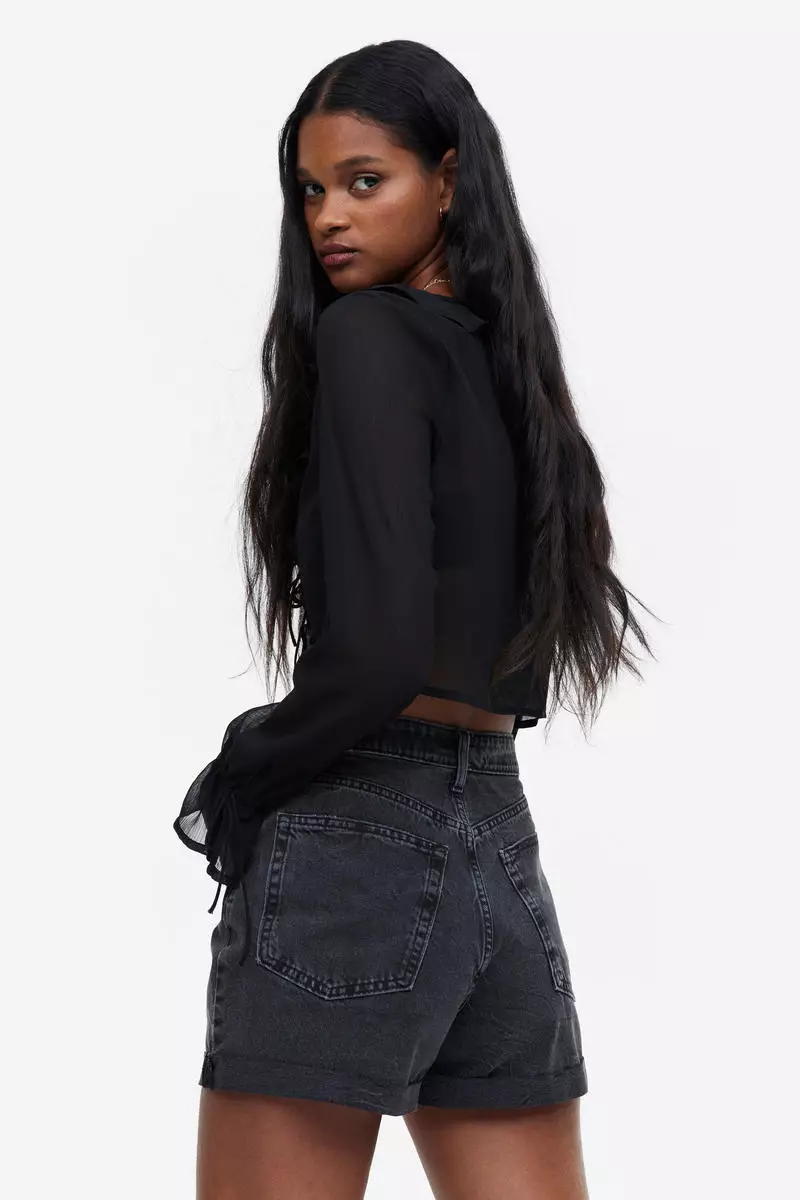 Buy H&M High-waisted denim shorts 2025 Online ZALORA
