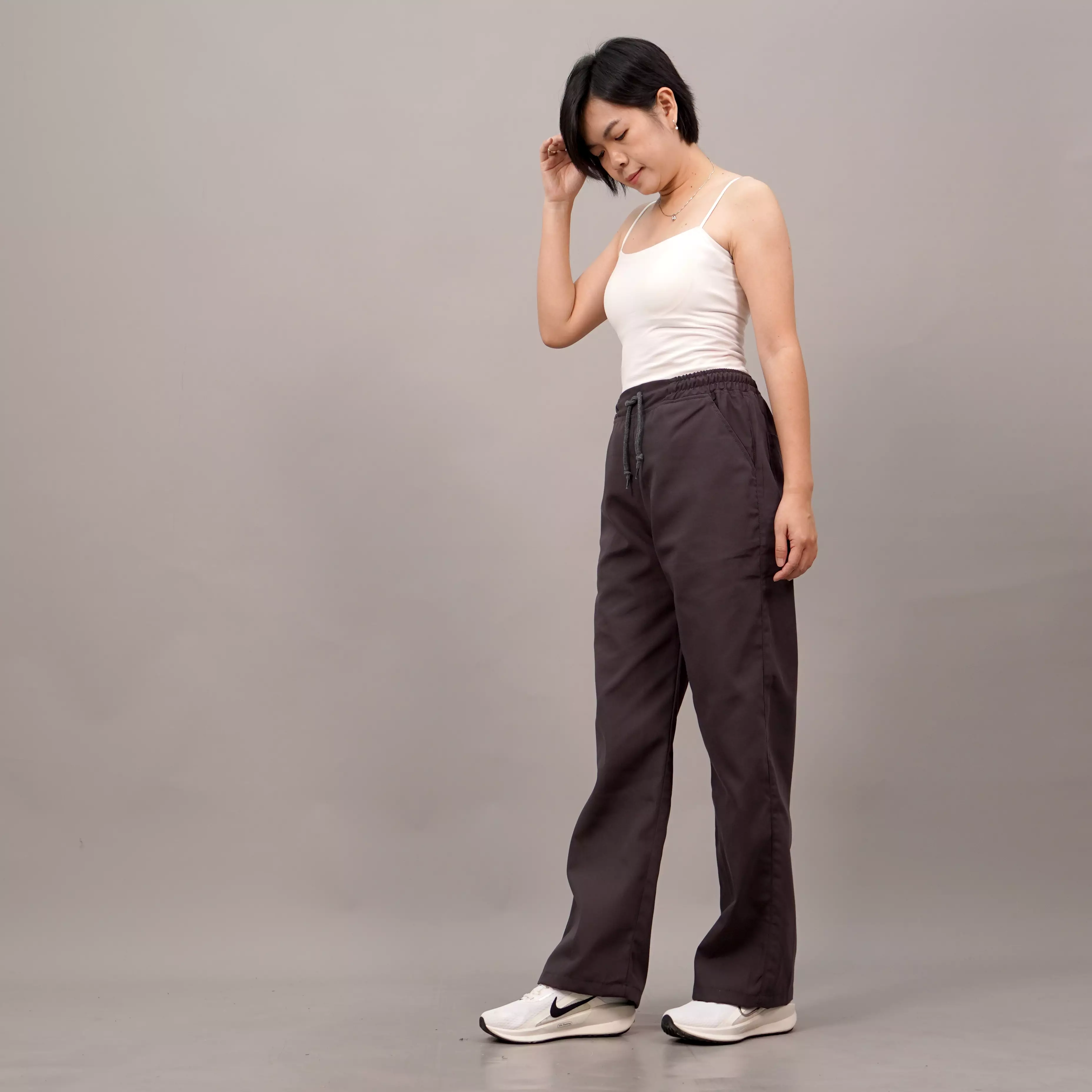  SAMY Baggy Pants Celana Loose Pants Celana Loose Fit Wanita - ABU TUA