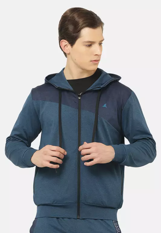 Fitleasure Teal Regular Fit Running Men's Hoodie