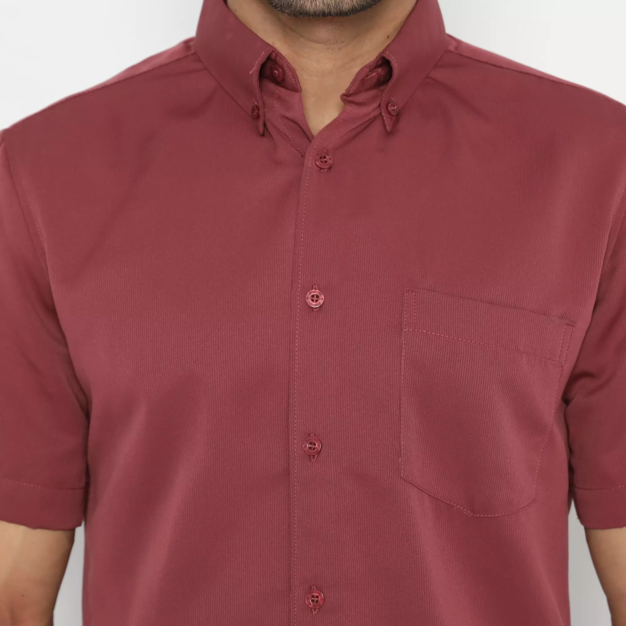 Platini Baju Kemeja Polos Basic Pria Pendek Polinosic Magenta 63110