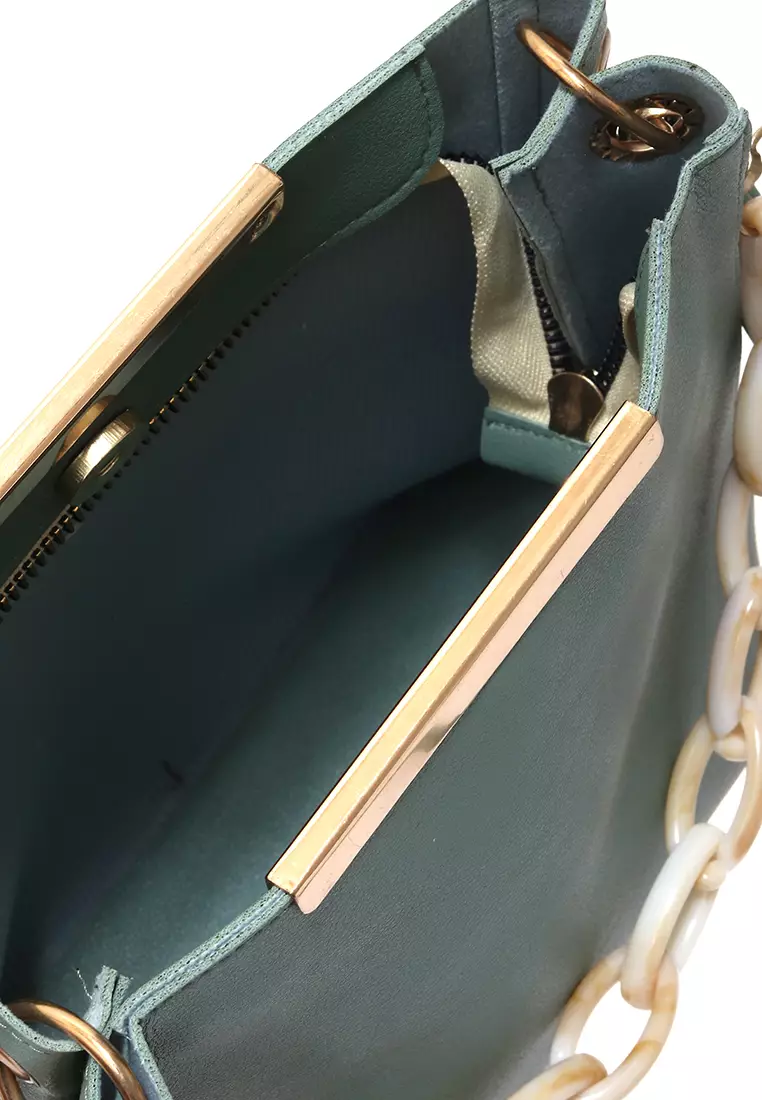 Viona Sling Bag Wanita Remaja Rantai Premium Polos - Soft Green