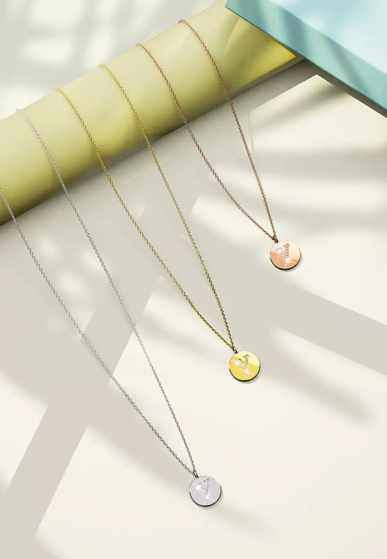 Solid 925 Sterling Silver Initial Alphabet Personalised Disc Necklace- Y