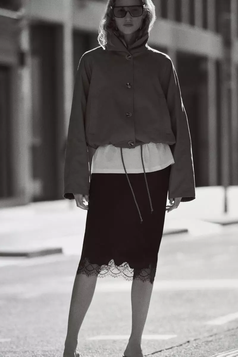 Lace-trimmed slip skirt