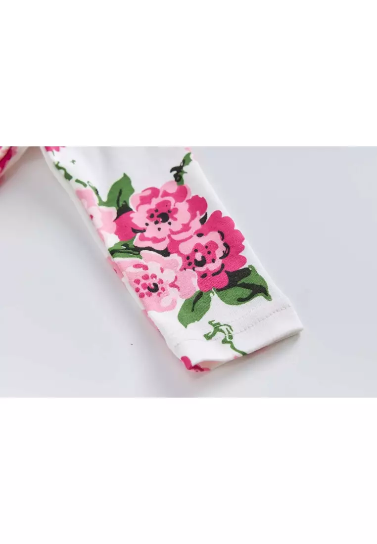 Baby Cotton Sleepsuit Pink Flowers All In One Jumpsuit Feet Cover