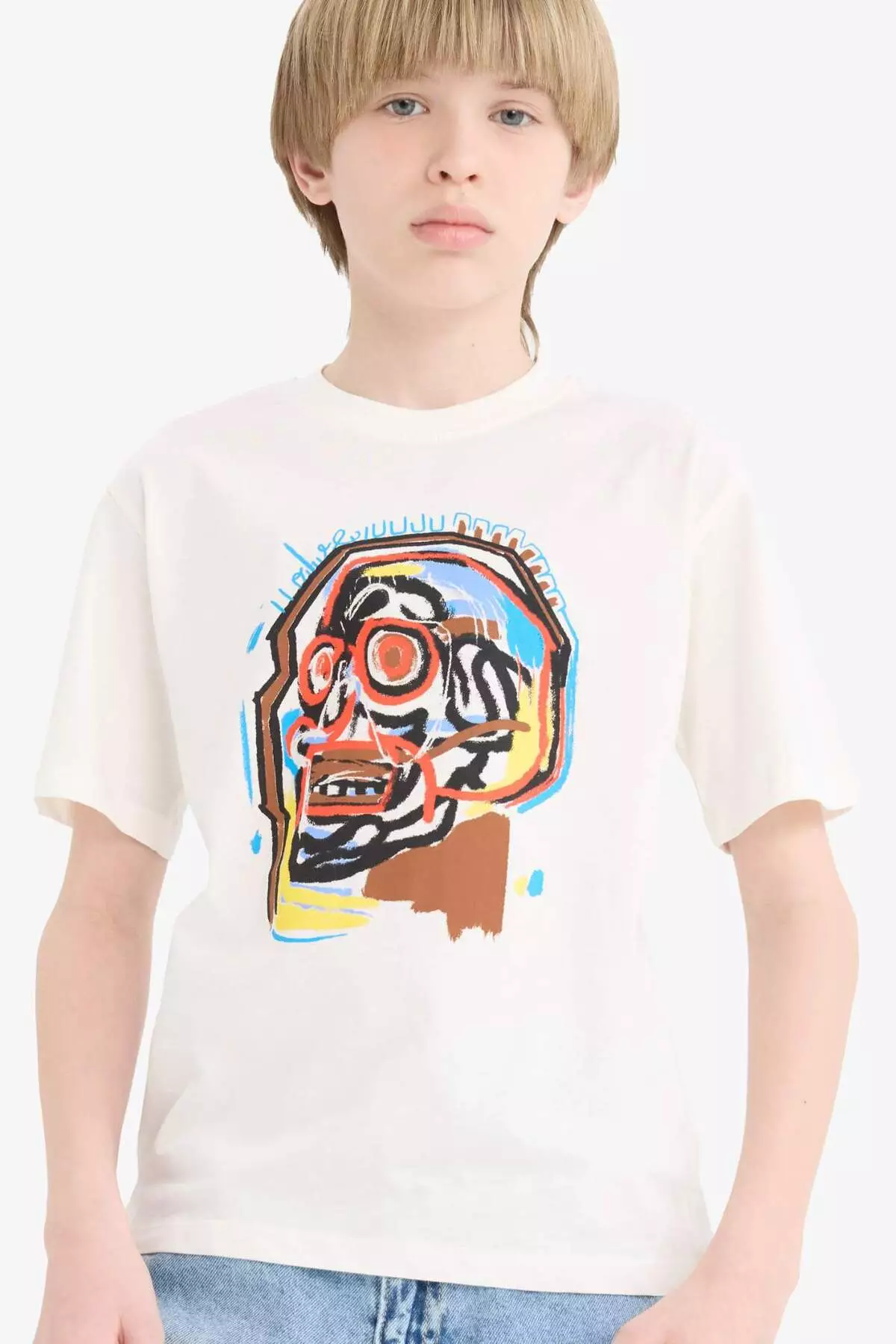Boy's Crew Neck Printed Short Sleeve T-Shirt E7496A825Sm