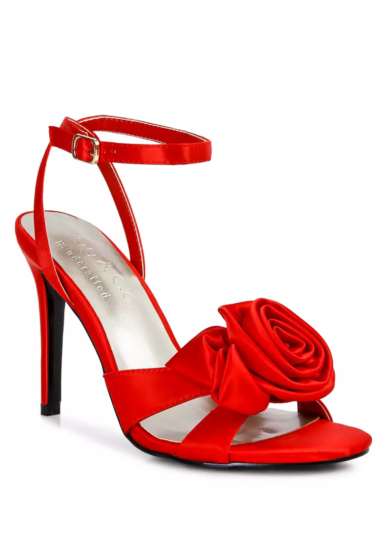 Red high store heel sandals shoes