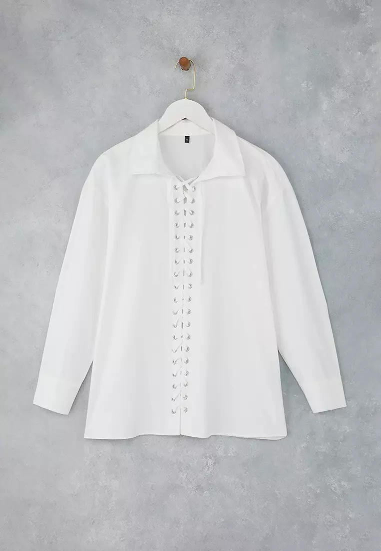 Plus Size Lace-Up Shirt