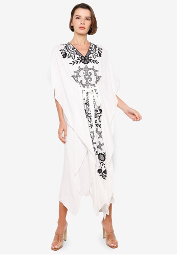 H&M white and multi Embroidered Kaftan 24033AA21BB5EFGS_1