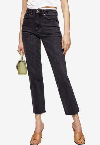 Jual Topshop Washed Black Straight Leg Jeans Original Zalora Indonesia
