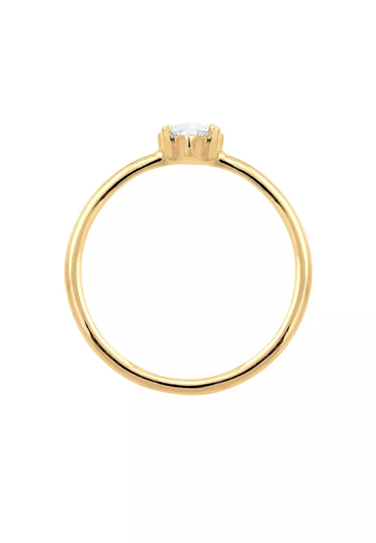 Ring Marquise Zirconia Minimal Silver Gold Plated