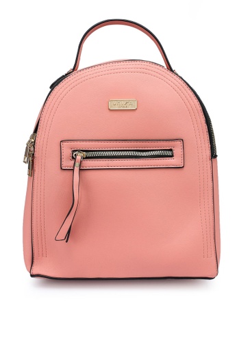 Unisa pink Faux Leather Backpack With Front Zip A2B58ACB318E71GS_1