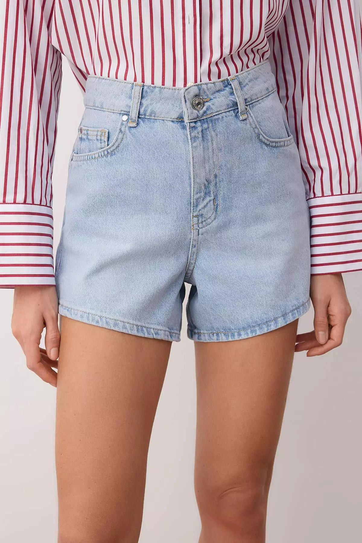 Light Blue High Waist City Boy Denim Shorts Twoss25Sr00178