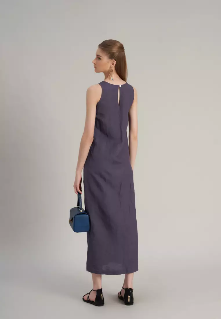 strapless open back dress Simple Sunday Contrast Piping Dress Lilac – Expectations Too main image 0