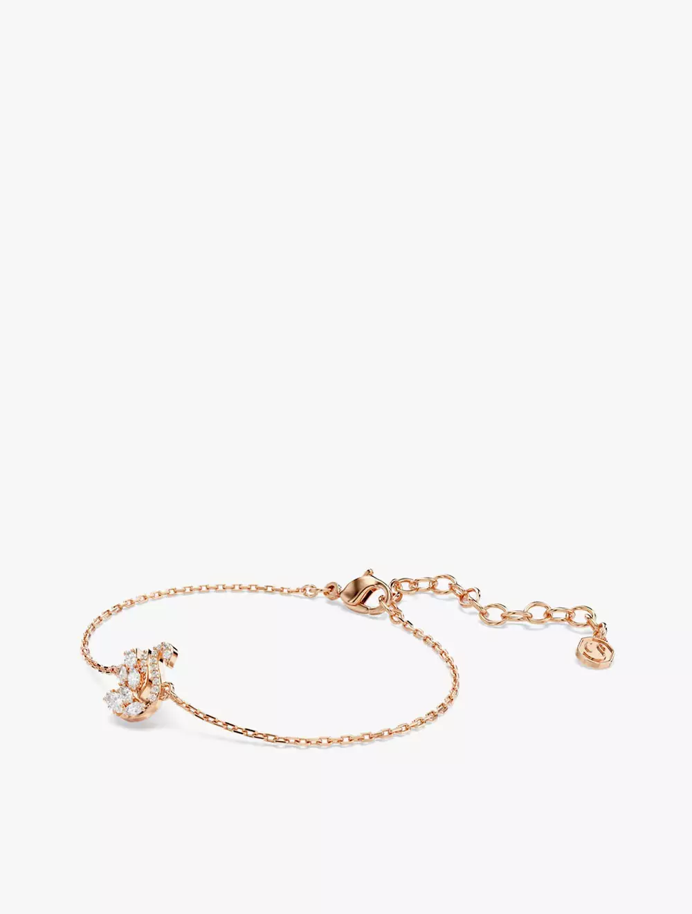 Swan bracelet, Mixed cuts, Swan, White, Rose gold-tone plated