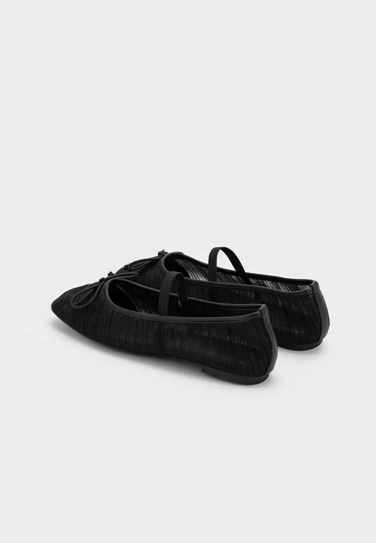 MESH PLEATED BALLET FLATS
