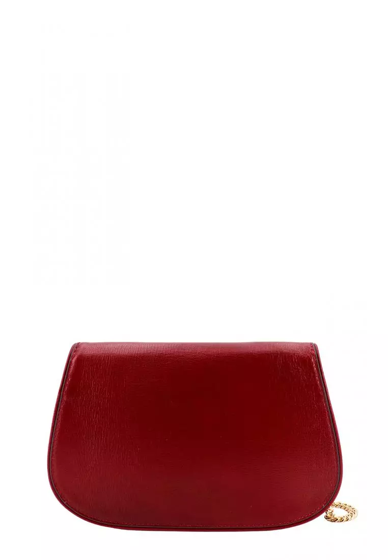 Buy TORY BURCH TORY BURCH Leather clutch with metal logo Red