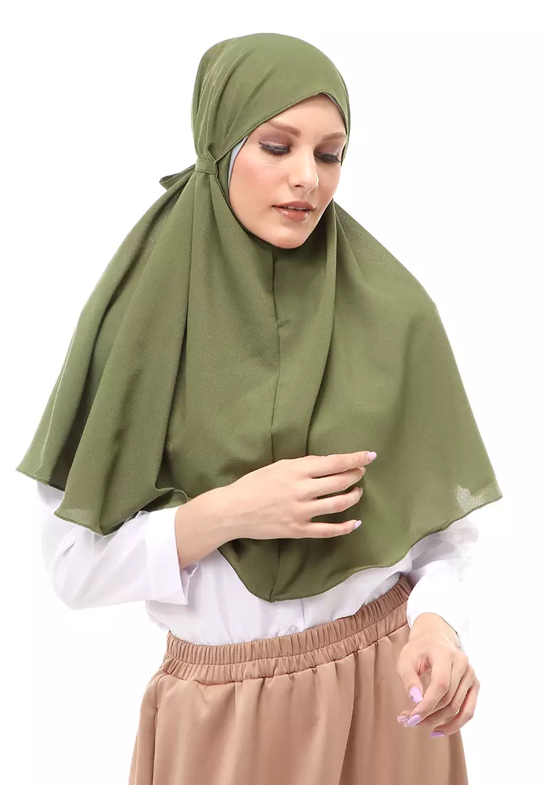 Tamara Jilbab Muslimah Wanita Motif Polos Relaxed Fit - Army