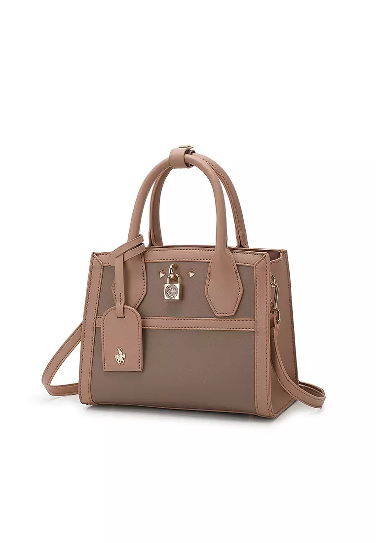 Women's 2-In-1 Top Handle Bag & Zipper Purse (2-in-1 Tas Tangan Wanita & RFID Dompet Wanita) - Cokelat