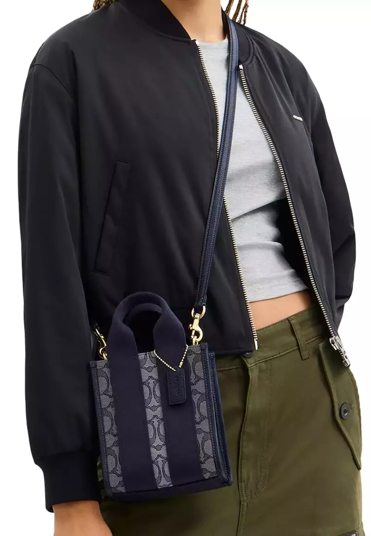 Smith Mini Tote Bag In Signature Jacquard - Navy/ Midnight Navy CCL75