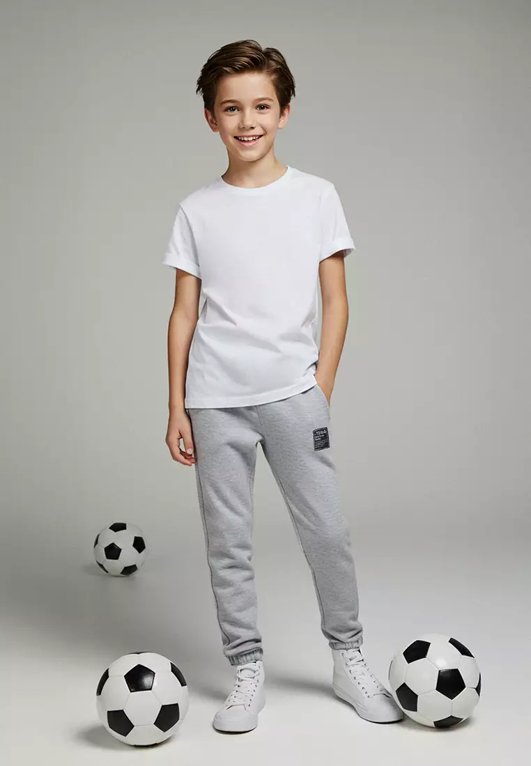 Label Thick/Inside Fleece Jogger Knitted Boys' Sweatpants