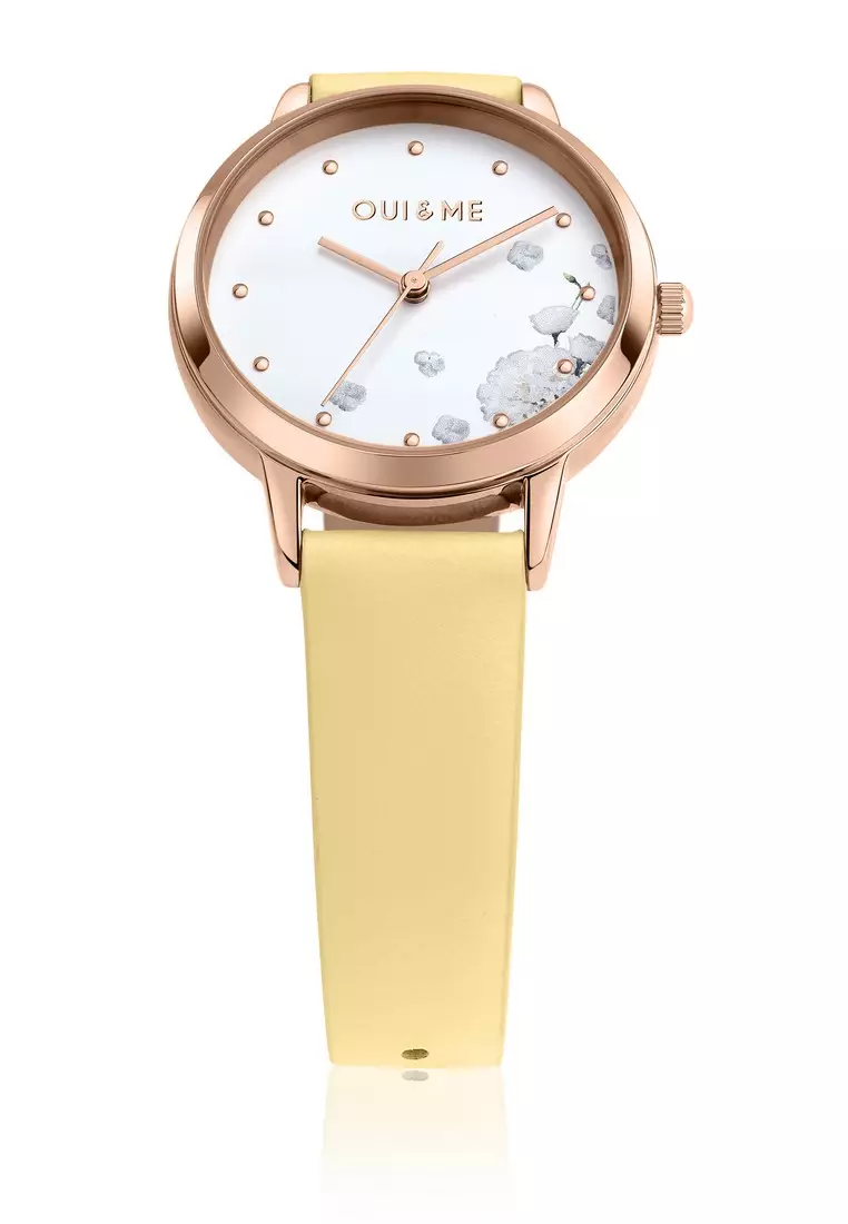 [Sustainable Watch] Oui & Me Fleurette 32mm Women's Yellow Recycled Leather Quartz Watch ME010377