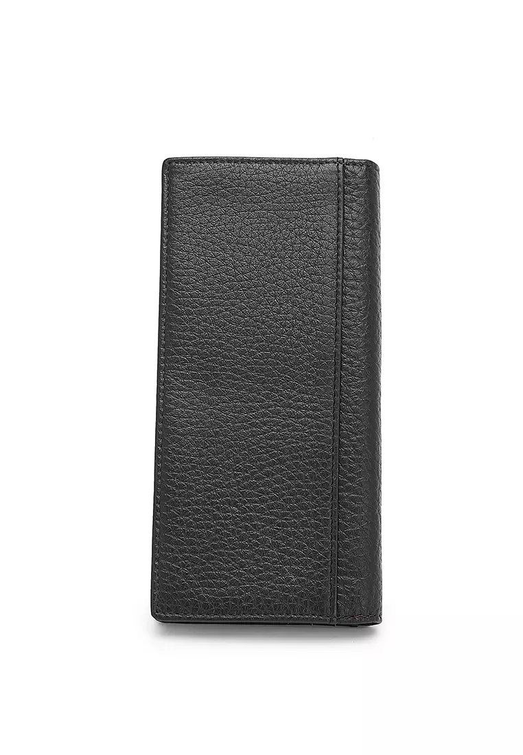 Genuine Leather RFID Long Wallet - Black