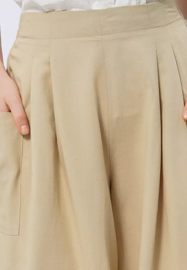 High Waist Culotte Pants KHAKI